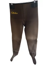 Cabela’s Small Neoprene Fishing Hip Waders Brown Footed Patch On Right Leg