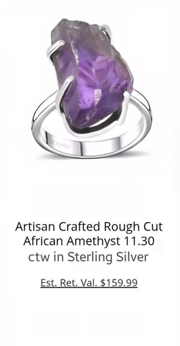 🪨NEW 8 ROUGH/ RAW AFRICAN AMETHYST 925 STERLING BIG ARTISAN RING - Bild 9 von 10