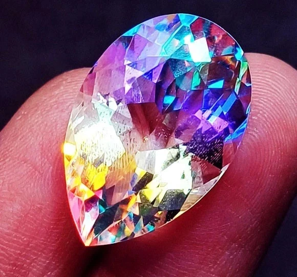 Mystic Quartz Rainbow Color Loose Gemstone 30 Ct Certified Pear Cut - Image 4 of 4
