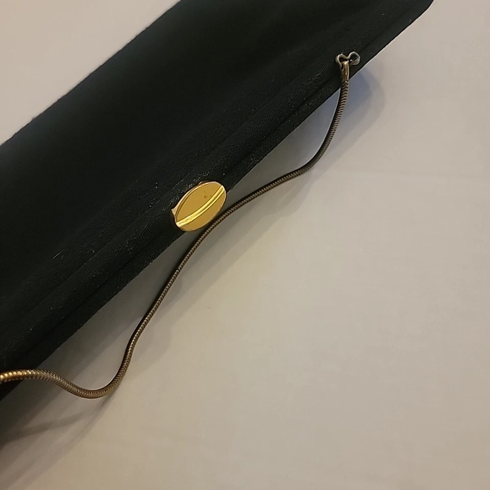 Bolso de noche vintage años 60 negro cadena caída asa clutch monedero cóctel mod Foto 4 de 4