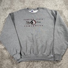 Florida State Seminoles Sweatshirt Mens XL Gray NCAA Football Russell Athletic