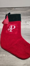 Red Green Velvet Christmas Stocking Letter P