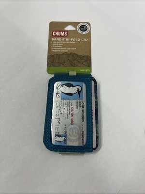 Chums Bifold LTD  4 card slot Wallet Blue Green Geometric Magnetic Closure ID  