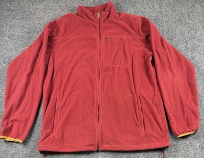 LL Bean Full Zip Fleece Jacket Red Sweatshirt Zip Pockets Men s Size L Polartec
