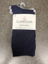 Cuddl Duds Women's Plushfill Boot Socks 2 Pairs Sz 4-10 Peacoat/Ivory Colors NWT