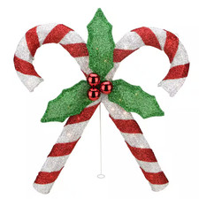 26" Lighted Red and White Double Candy Cane Outdoor Christmas Holiday Decoration