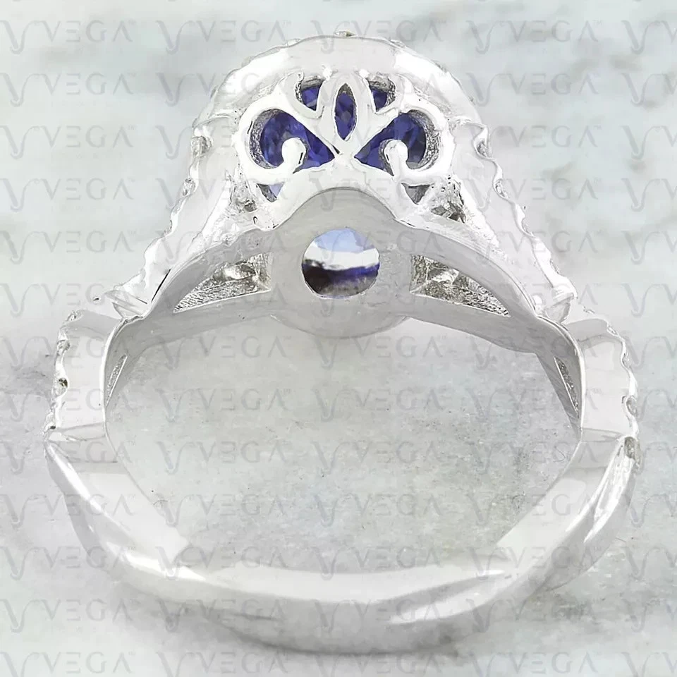 4.20 Ct Oval Natural Tanzanite & Diamond Wedding Ring 100% 14k SOLID White Gold - Image 3 of 4