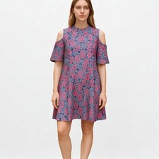 Simply Southern Pineapple Printed Cold Shoulder Dress Pockets Tropical Size M