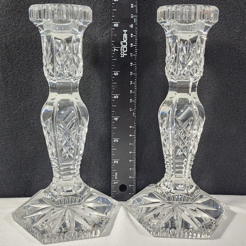 2 portacandele Waterford Hardwick taglio 8,5" cristallo marchio inciso 2002 vintage - Foto 9 di 13
