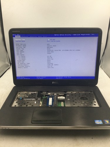 DELL VOSTRO 2520 - BOOTS TO BIOS - INTEL I3 2326M - NO RAM - READ DESC - BB - Picture 1 of 7
