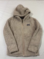 Patagonia Fleece Jacket Girls M 10 Tan Sherpa Full Zip Warm Cozy