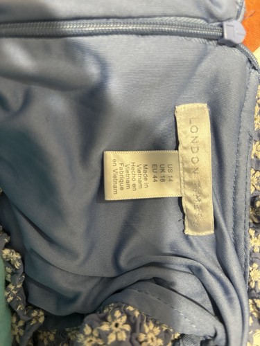 London Times Kleid blau Gänseblümchen Ösen Gürtel Sommer Damen Gr. 14 100 % Baumwolle - Bild 9 von 10