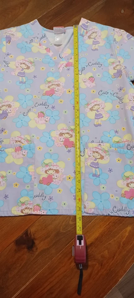 Vintage Strawberry Shortcake Scrub Top Shirt Blouse Size S Lavendar Purple READ - Image 4 of 4