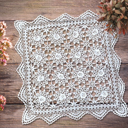 50CM Rectangle Handmade Crochet Tablecloth Cotton Table Cover Doily Home Decor - Picture 3 of 16