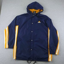 Adidas Jacket Mens Large Blue Yellow Windbreaker Hooded Vintage 2000s Full Zip