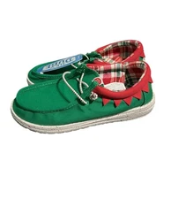 Hey Dude Wally Y Holiday Elf Christmas Child Size J3 Slip-On Shoes 42146-3XX