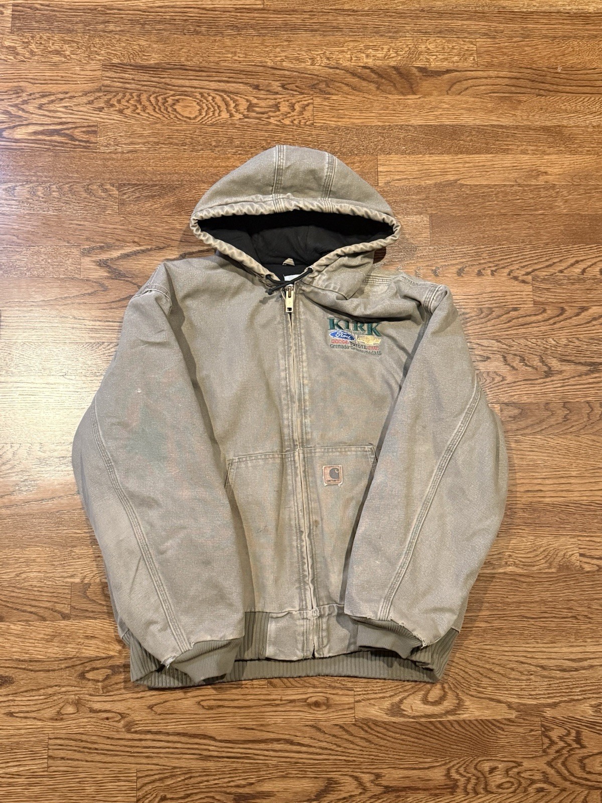 Vintage Ultra Rare “Charlie Kirk” Carhartt Hooded Jacket Kirk Ford Dodge GMC XL