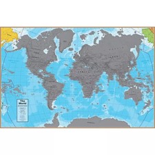 Laminated Hemisphere Scratch Off World Map - 24" x 36"