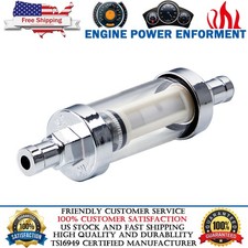 Universal 3/8" Chrome Glass Clearview Fuel Filter Inline Reusable Car Motorcycle