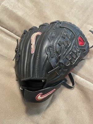 Nike Baseball Glove 10'' Youth Stand out Game Ready Black / Red Leather Infield 