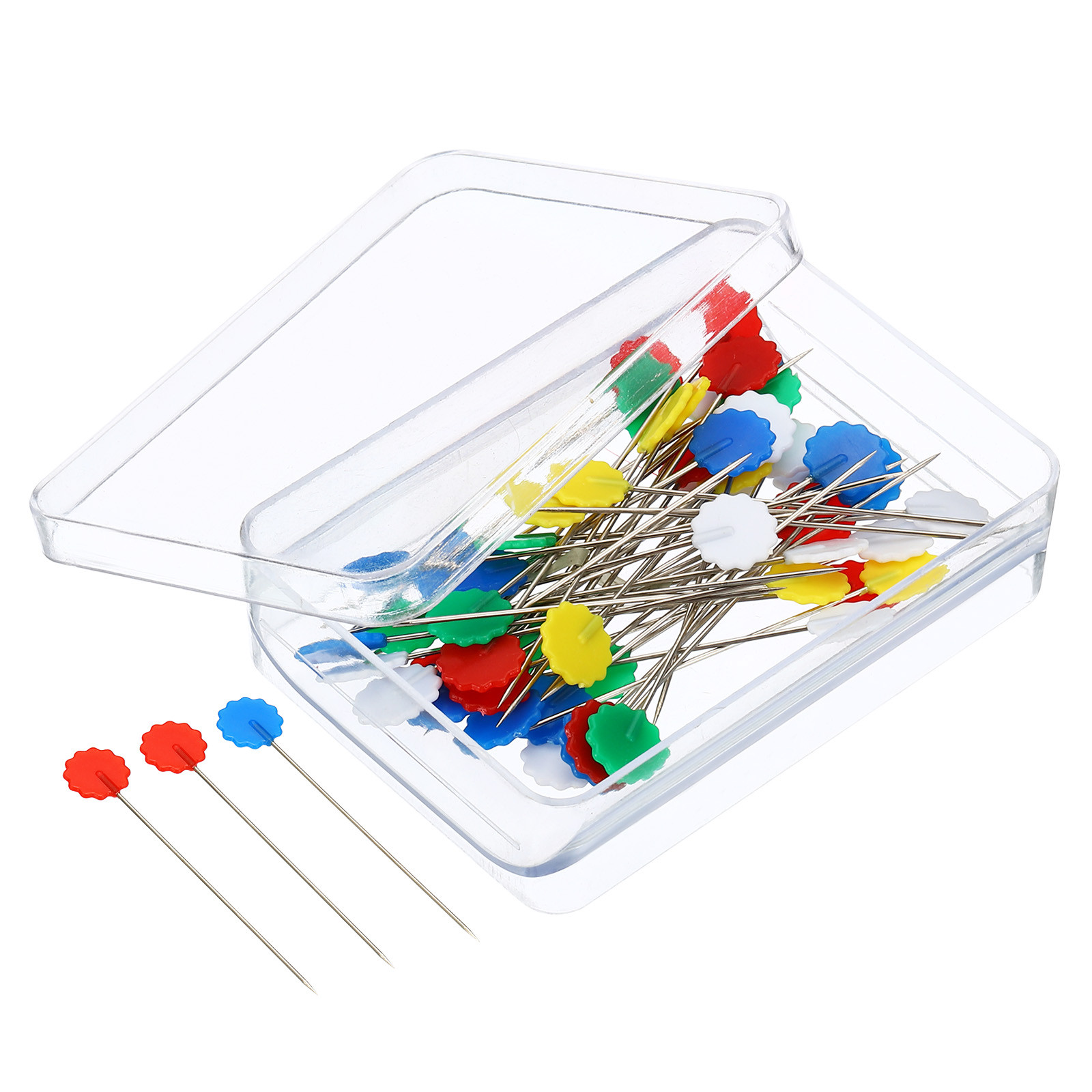 50 Pack Sewing Pins Flower Head Needle Straight Quilting Pin Multicolor 2 Inch