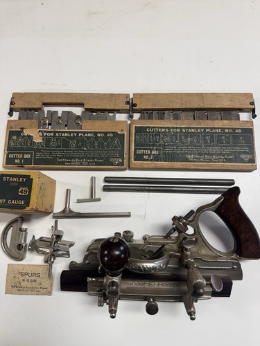 Stanley No. 45 Vintage Original Combination Plane Set w/ Cutters, Boxes & Box