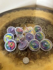 PLASTIC SWIRL SPIN TOPS LOT OF 12  CARNIVAL TOYS,SCHOOL PRIZES, PARTY FAVORS
