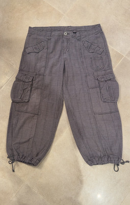 Norma Kamali Cargo Cropped Pants - Size 10 - Grey Plaid