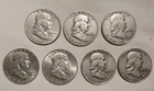 Lot of 7 Franklin Silver Half Dollars 50c