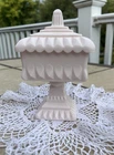 Westmoreland Pink Milk Glass Cake Box Covered Dish Pedestal Approx. 6x4x4