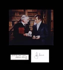ROGER MOORE 007 & DESMOND LLEWELYN Q DOUBLE SIGNED CAST JAMES BOND 007 AUTOGRAPH