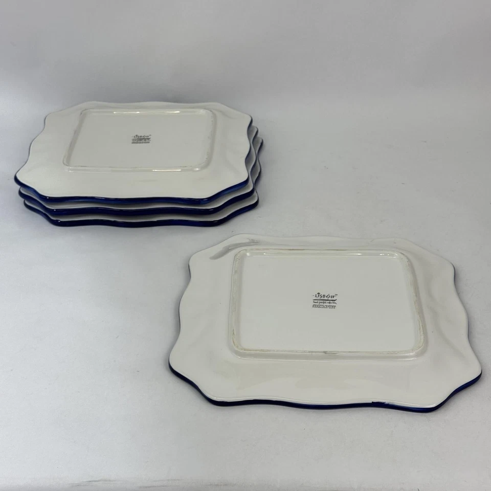 Juego de 4 Platos de Cena Cuadrados Lisboa Pintados a Mano Ilimitados 11.25 pulgadas Foto 4 de 4