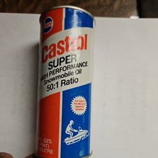 NOS Castrol Super High Performance Snowmobile Oil Can 50:1 Ratio No UPC Unopened