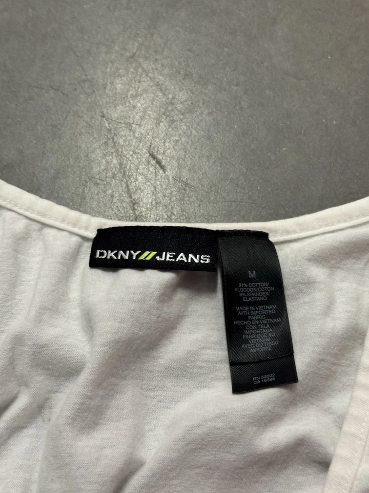Blusa blusa envolvente blanca para mujer DKNY vintage Y2K talla mediana Foto 3 de 4