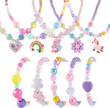 10Pcs Kids Jewelry for Girls -5 Necklaces, 5 Bracelets, Little Girls Jewelry Kid