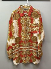 Fashion Nova Shirt Womens 1X Red Baroque Chain High Status Printed Top