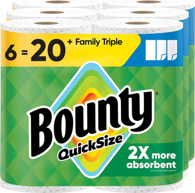 Paper Towels Quick Size White 6 Family Triple Rolls 20 Regular Rolls