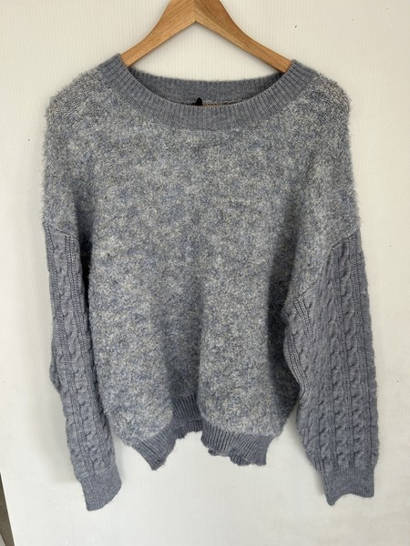 Sisters Knit Jumper Sweater Womens L Furry Cable Knit Wool Blend
