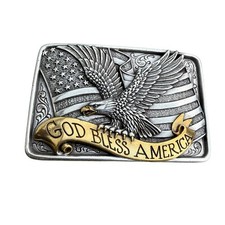 God Bless America Bald Eagle Patriotic Commemorative Nocona Belt Buckle