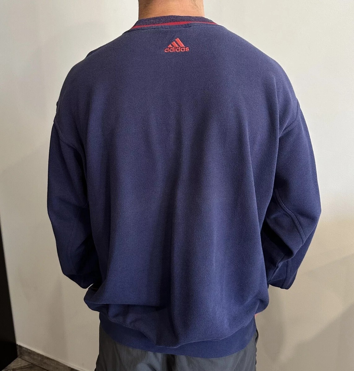 VINTAGE 2000s ADIDAS SWEATSHIRT BIG LOGO TRACK TOP MENS WASHED