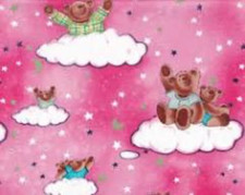 Sleepy Bears Pink Cotton Fabric