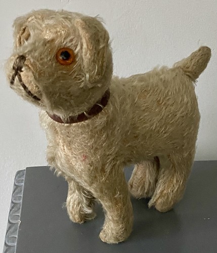 Wonderful Antique Steiff Type Standing Mohair Glass Eyes Excelsior Dog LOOK!