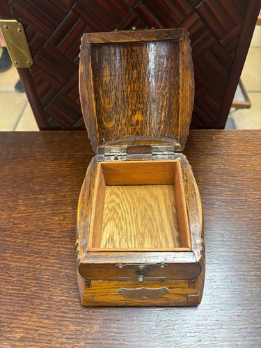 Victorian Oak Novelty Musical Barrel Cigarette Box. Circa 1894/1895 - Picture 6 of 8