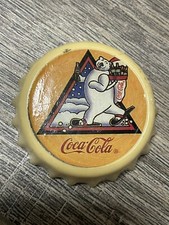 Coca Cola Polar Bear Snow Shoes Bottle Cap Refrigerator Frig Magnet Vtg Collect