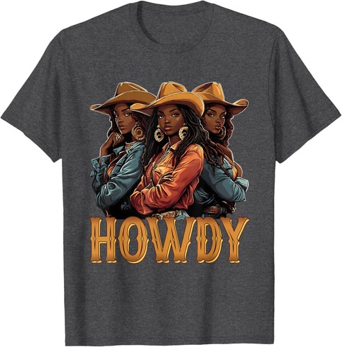 Howdy Retro Western Melanin Black Cowgirl African Women T-Shirt Hoodie - Picture 11 of 14