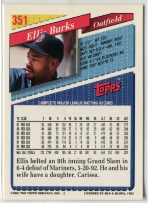 1993 Topps Gold #351 Ellis Burks Boston Red Sox | eBay