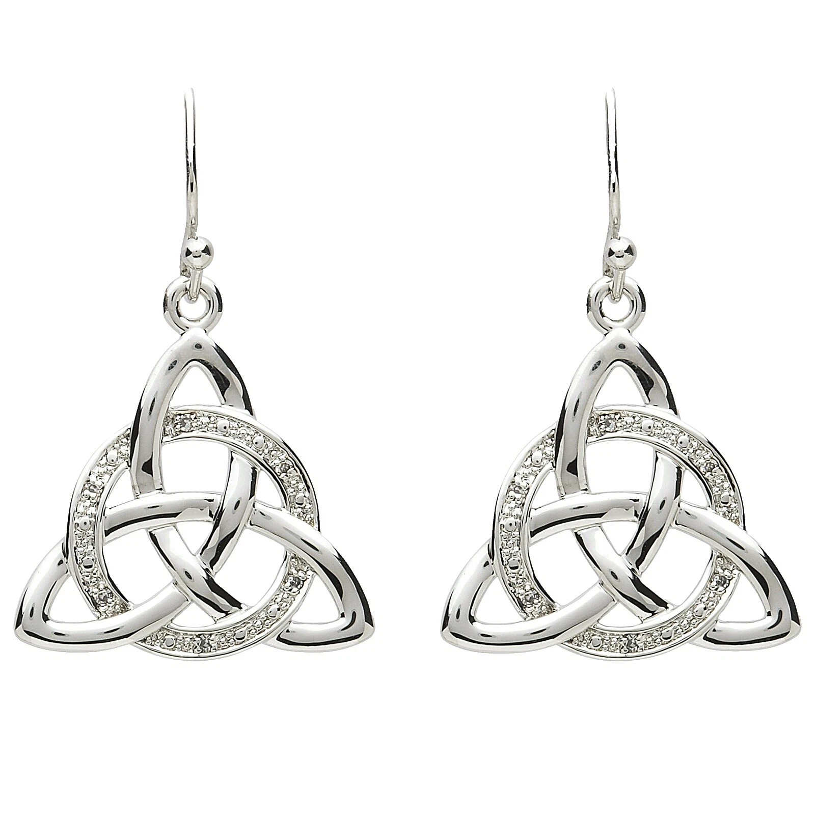 Модные серьги покрытые кристаллом белый платиновый цвет