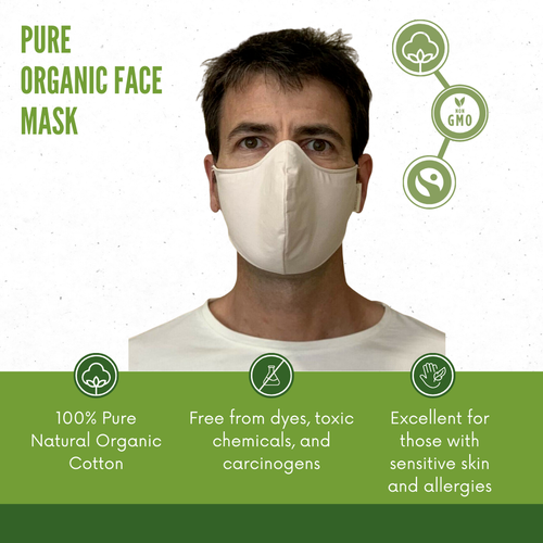 Máscara facial de algodón puro totalmente orgánico para adultos blanca talla mediana certificada fibra de zorro - Imagen 4 de 10