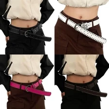 Unisex Teens Women Rivet Belt Jeans Adjustable Belt for Dress Skirt Coat Decors