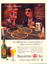 1941 Ballentine Beer Ale Vintage Print Ad Pirates Hook Eye Patch Gold Coins
